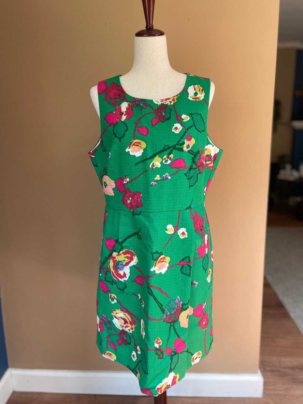 J Crew Kelly Green Floral Dress NEW Size 14 Cocktail Cotton